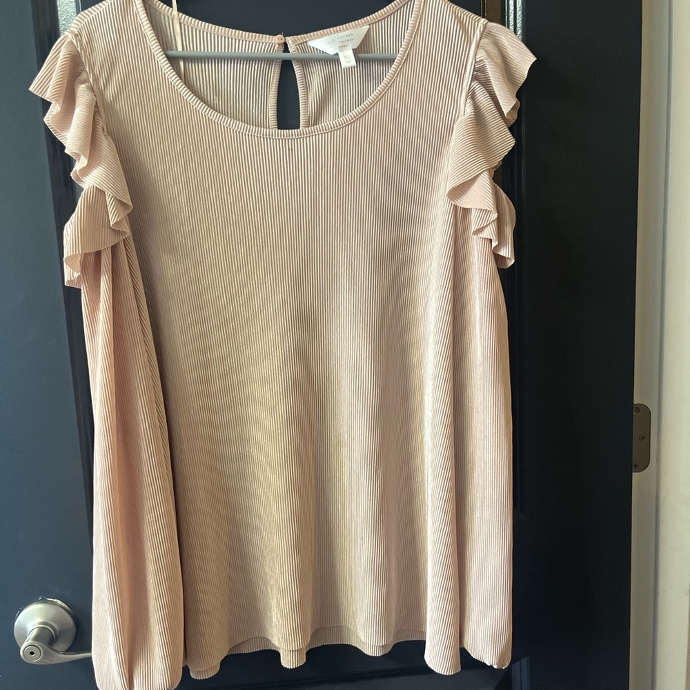 Lauren Conrad cold shoulder Ruffle Sleeve Blouse - Cream